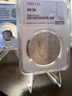 1922-S Peace Silver Dollar NGC AU-58 United States Silver Coin San Francisco