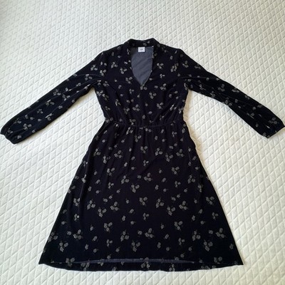 CAbi Style 3875 Decked Out Navy Blue Velvet Dress Size M Floral Missing Belt