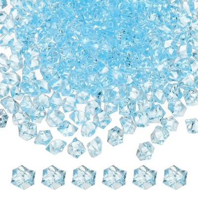 For decoration, 150 acrylic ice stones 18x25mm light blue diamonds