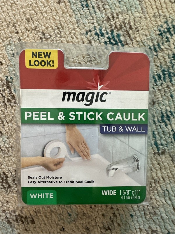 1-5/8 in. x 11 ft. White Peel and Stick Tub & Wall Caulk Strip for Easy Sealing