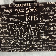 2 Bratz World Tour Travel Fashion Doll Carrying Case Black Bag Vtg 2003 MGA Lot