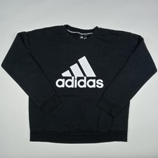 ADIDAS Sweatshirt Sweater Crew Neck Big Logo Women's Size Medium Pullover Black