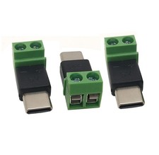 3Pack USB Type C Male to 2 Pin Screw Terminal Solderless Bolt Screw Terminals Co