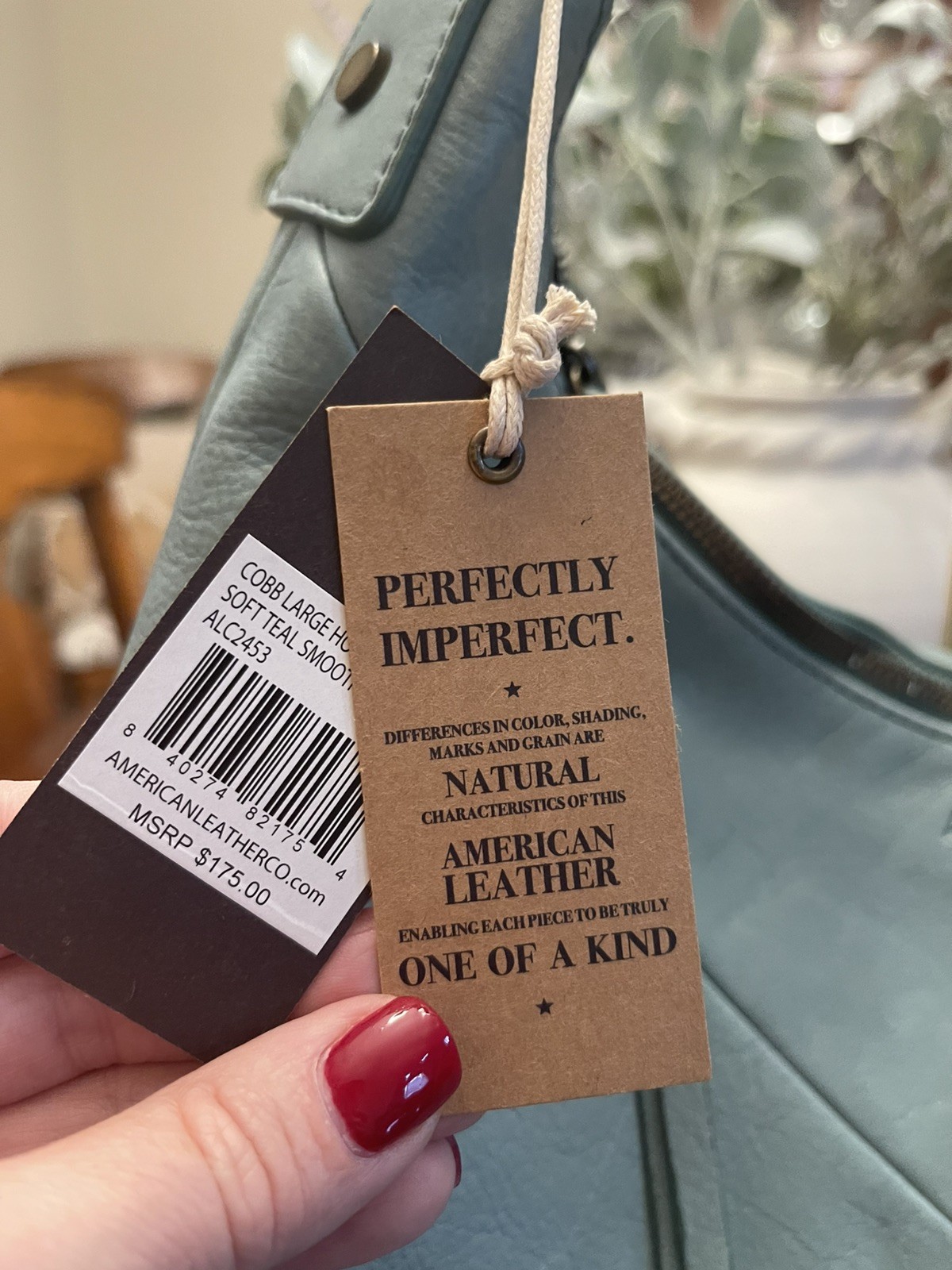 American Leather Co Leather Cobb Hobo Bag | Soft Teal (MSRP $175.00) Beautiful 