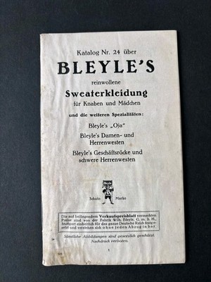 BLEYLE'S Sweaterkleidung Katalog Nr. 24 Knaben Mädchen 1920er Jahre 