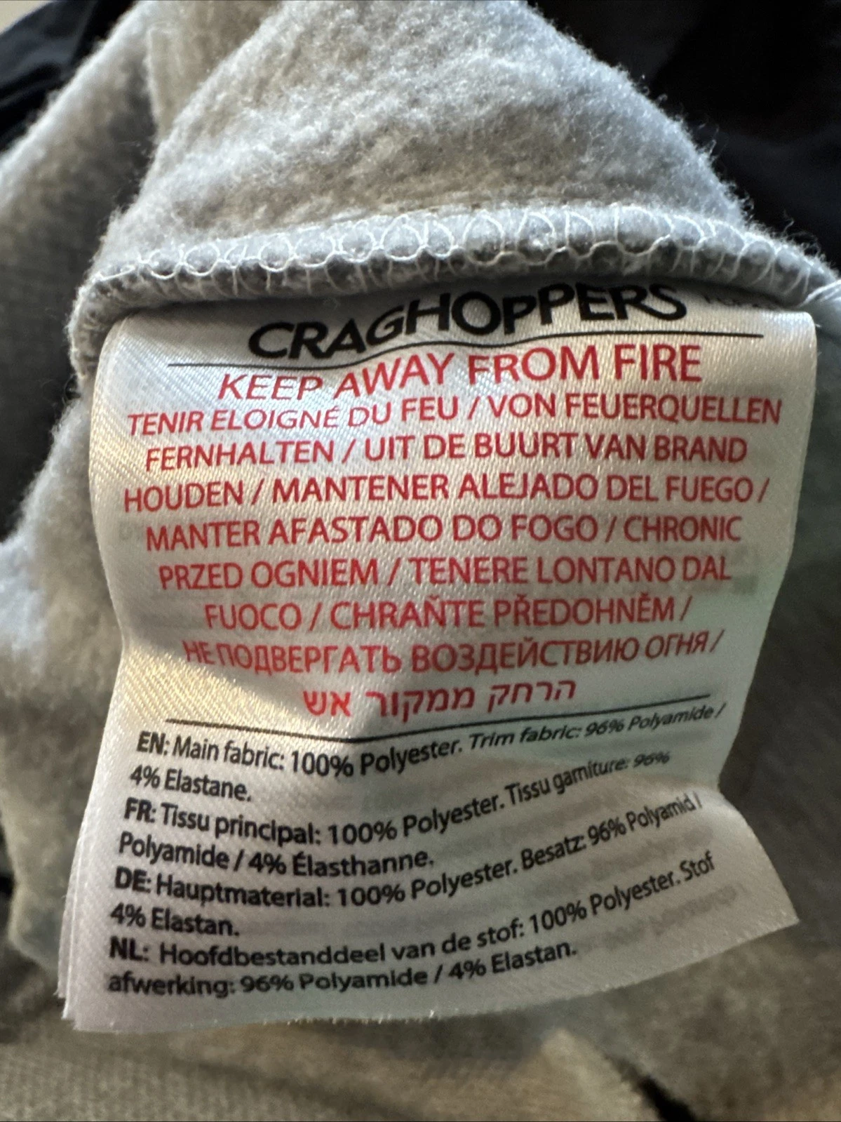 Craghoppers Men's Abrigo Hooded Black /Cloud Grey Fleece Jacket XL fits like L image 15