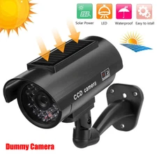 Solar Power Dummy Security Camera Fake Waterproof LED Light Surveillance Outdoor