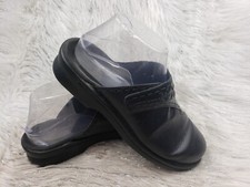CLARKS 35534 Black Leather Slide On Casual Shoes Size 8