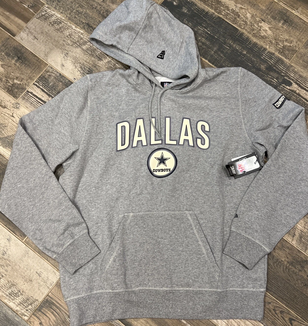 New $70 Dallas Cowboys Mens Sideline Fleece Pullover Hoodie Sweatshirt Gray M