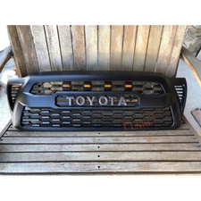 Upgrade Front Mesh Grille For 2005-2011 Tacoma Bumper Grill Matte Black W/4 LEDs