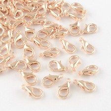 12 Lobster Clasps 14mm Rose Gold Jewelry Making Supplies Findings Set