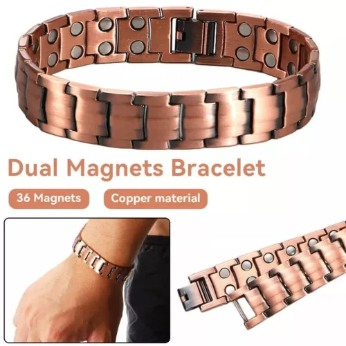 Men's Bracelet Magnetic Therapy Arthritis Pain Relief Pure Solid Copper Bangle - Picture 1 of 13