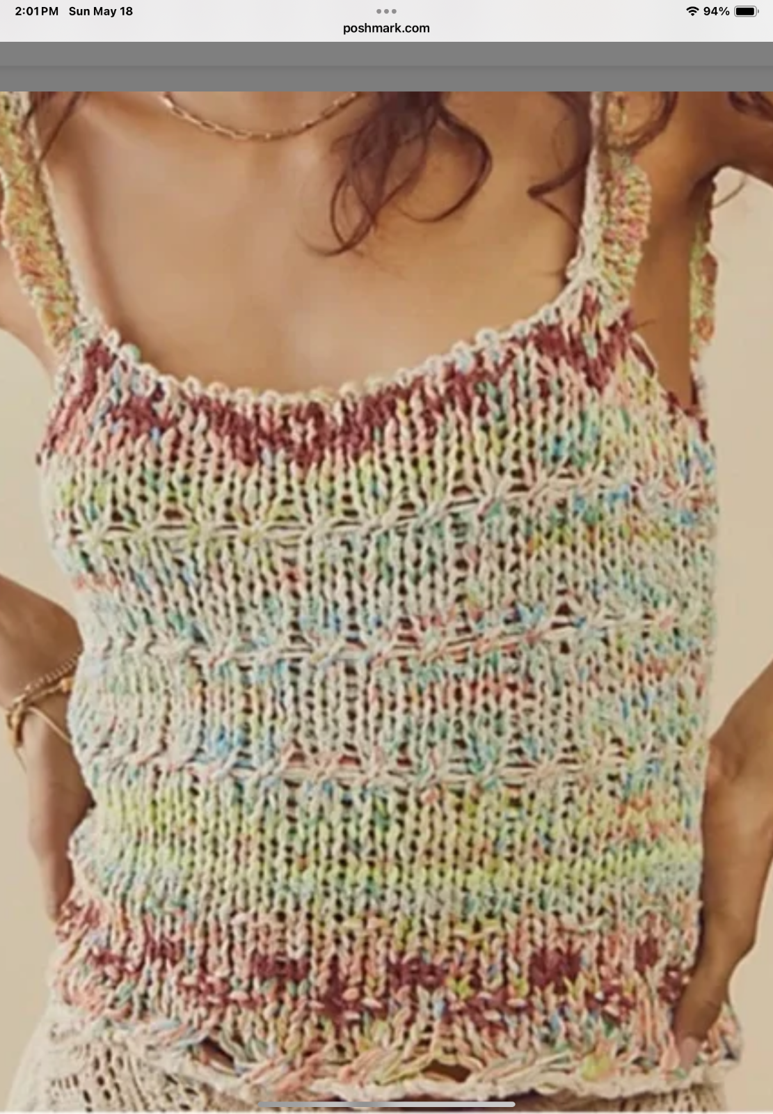 Free People Palmetto Open Stitch Tank in Candied Dream sz Medium NWT $128R