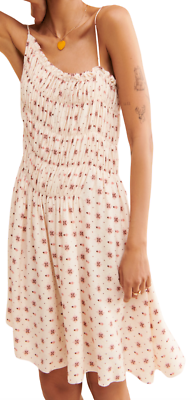 NEW FREE PEOPLE IVORY PINK FLORAL CLEMENTINA MINI DRESS SIZE XS BOHO | eBay