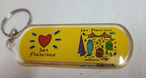 Porte-clés souvenir San Francisco Luke-A-Tuke 3 pouces art jaune chariot cœur  - Photo 1 sur 6