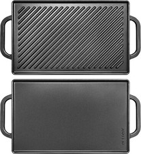 Cast Iron Reversible Grill Griddle, Double Si...