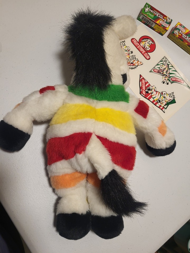 Fruit Stripe Gum Deal 3pk, a RARE Yipes Zebra Plush, 90s Stickers & Vtg