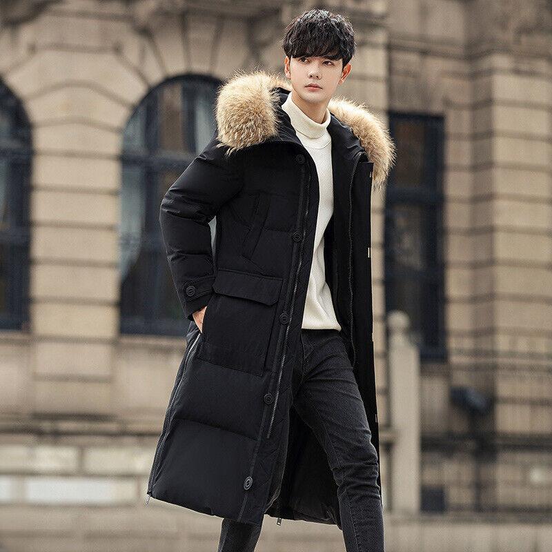 High-end Long Down Jacket Men Thicken Over-the-knee Hooded