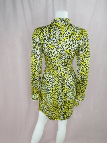 Baum Und Pferdgarten Womens 100% Silk Yellow Leopard Mini Dress Size 6 Designer - Picture 3 of 8