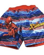 Marvel Spiderman Boy's Swim Shorts Trunks Size 3T, Lined Red, Blue Pull On