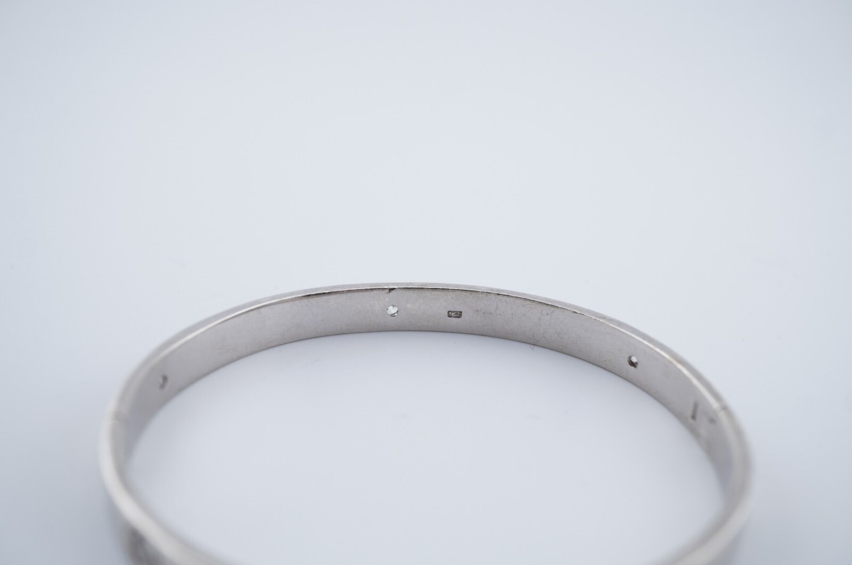 925 Sterling Silver Unisex Bangle Bracelet Men Women CZ. | eBay