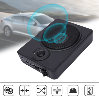 600W Low Profile Under-Seat Active Powered Car Subwoofer Sub +Amp Kit Black 8 in