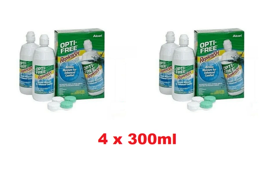 4 x 300ml OPTI-FREE Replenish Contact Lens Solution - Exp 05/2028
