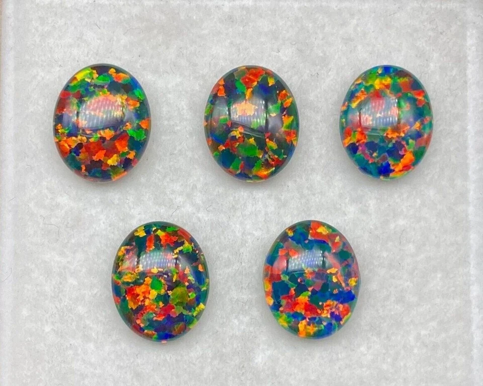 Opal Triplets 11 x 9 mm Oval Very High Quality Created Opals Multi-Coloured - Image 2 of 2