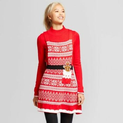pinafore christmas dress Xhiliration Pinafore Christmas Holiday Snowflake Sweater Dress Small NWT