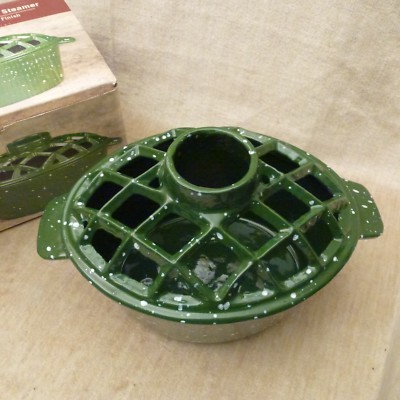 CAST IRON LATTICE GREEN ENAMEL STEAMER HUMIDIFIER VAPORIZER KETTLE
