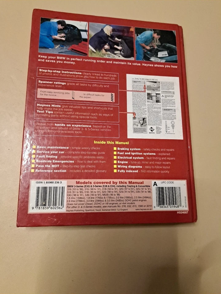 BMW 3 & 5 SERIES 1981-1991 HAYNES WORKSHOP MANUAL 1948 IN A USED COND & FREE P&P - Image 3 of 4