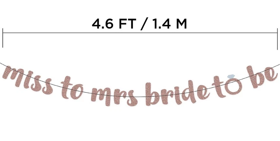 Rose Gold Glitter Mr & Mrs Banner Bridal Shower Engagement Wedding Party Suppl - Image 3 of 4