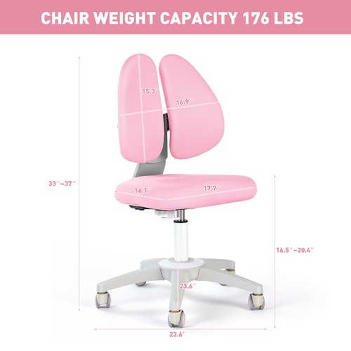 COSVALVE Armless Kids Student Chairs Adjustable Ergonomic 360° Swivel Pink/Blue - Picture 6 of 26
