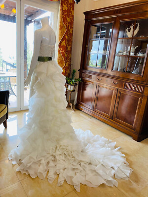 wedding dress with green ribbon Ribbon Sweetheart Long Layer Dress Blue – Vina of the Valley main image 0