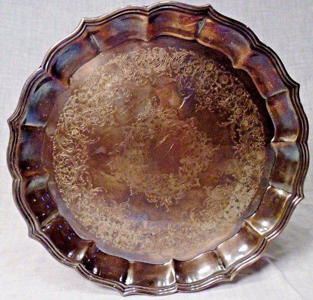 Vtg Ornate EGW&S Silverplate Serving Tray 12" Platter 3571