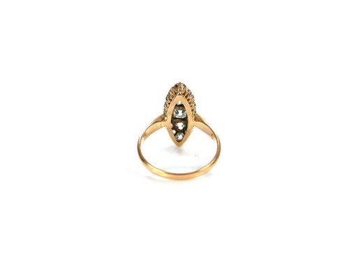 antique ship ring - old cut diamonds approx. 0.90ct - ~1900 - 585 rose gold - Picture 9 of 12