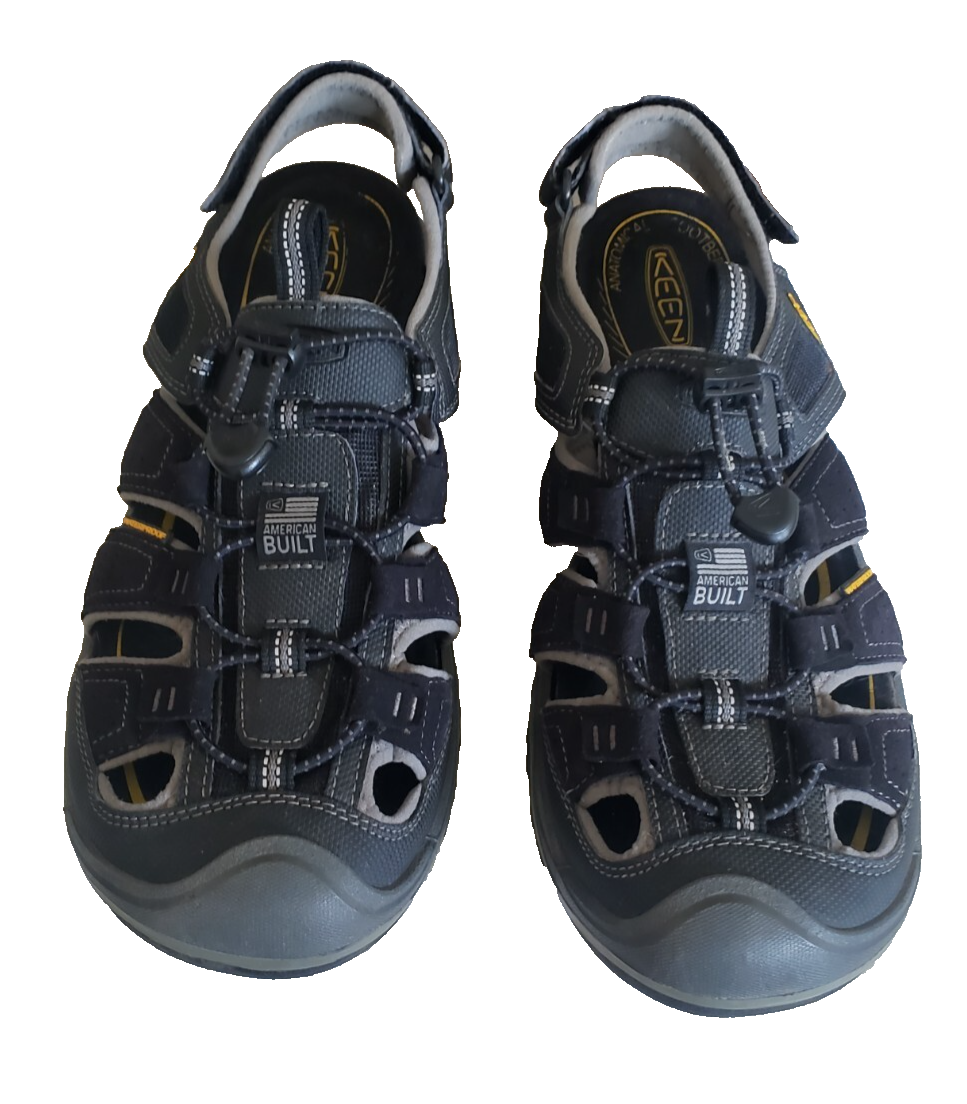 Scarpe sandali KEEN Rialto uomo 11 pelle nera sport escursionismo made in USA lacci elastici