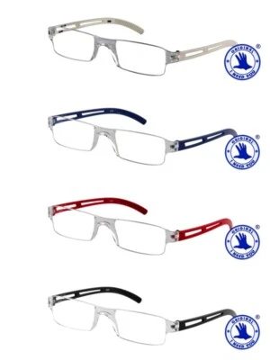 Lesebrille dezent randlos Joy I Need You Blau Rot Schwarz Weiß mit Etui
