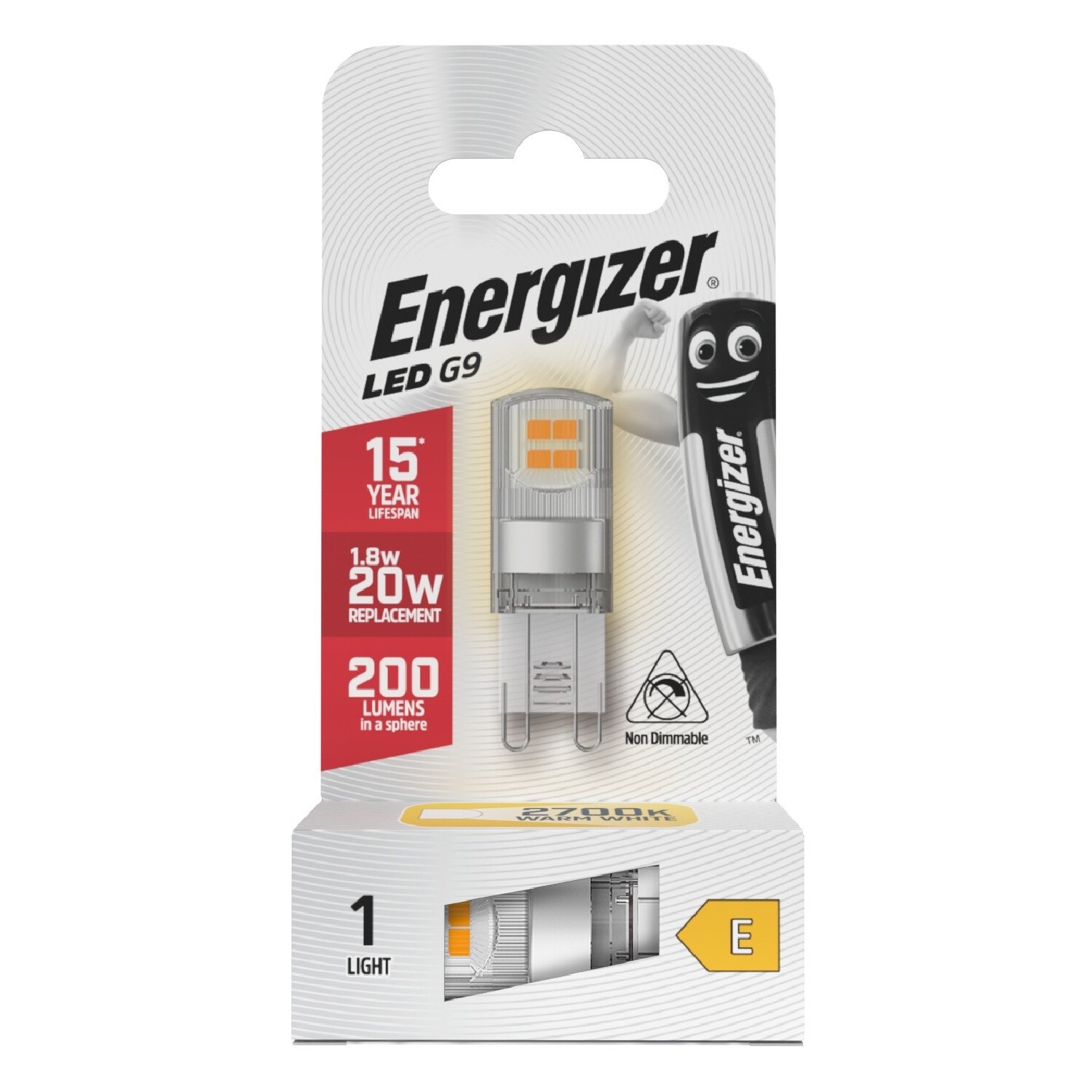 Energizer 1.8W (=20W) G9 LED Warm White Light Bulb