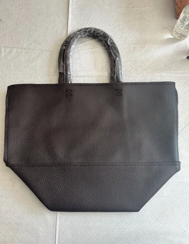 Tastefully Simple Dark Brown Leather Tote Bag