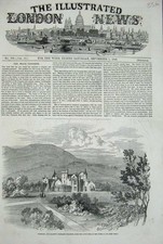 Old Antique Print 1849 Balmoral Castle Queen Highland Residence Scotland 19th
