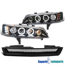 Fits 1994-1997 Honda Accord Led Dual Halo Headlightsmesh Hood Grille Black Fits 1994-1997 Honda Accord Led Dual Halo Headlightsmesh Hood Grille Black