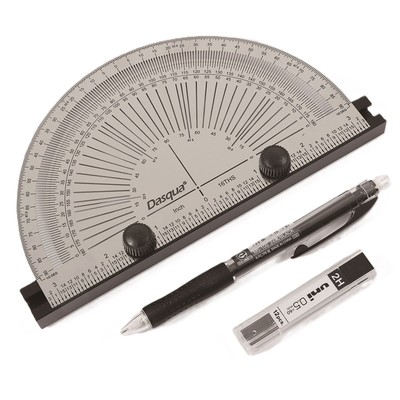 DASQUA 6'' PRECISION MARKING PROTRACTOR WITH PENCIL & REFILL LEAD (1804-5778)