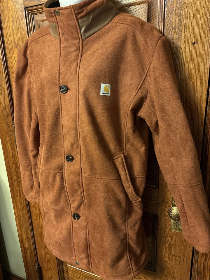 CARHARTT логотип ржавчины молнии/кнопки искусственной замши и искусственного меха подкладка длинное пальто, женщин XL - Изображение 4 из 4