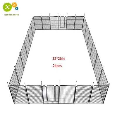 32'' Tall 24 Panel Pet Dog Playpen Fence with Door Durable Outdoor Yard Kennel