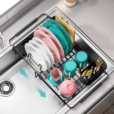 Expandable Dish Drying Rack Over The Sink Adjustable Dish Rack In Sink Rustproof