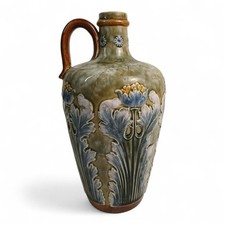 Royal Doulton Lambeth Stoneware Jug – Art Nouveau Floral Relief Design – c1900