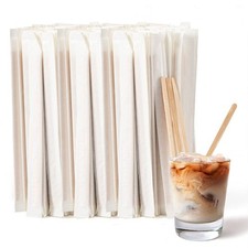 100Pcs Wooden Coffee Stirrers Long Stir Sticks Round End Craft Stick Blenders