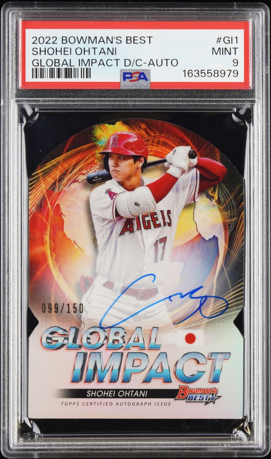 2022 Bowman’s Best Shohei Ohtani Global Impact On Card Autograph Auto /150 PSA 9 view 4