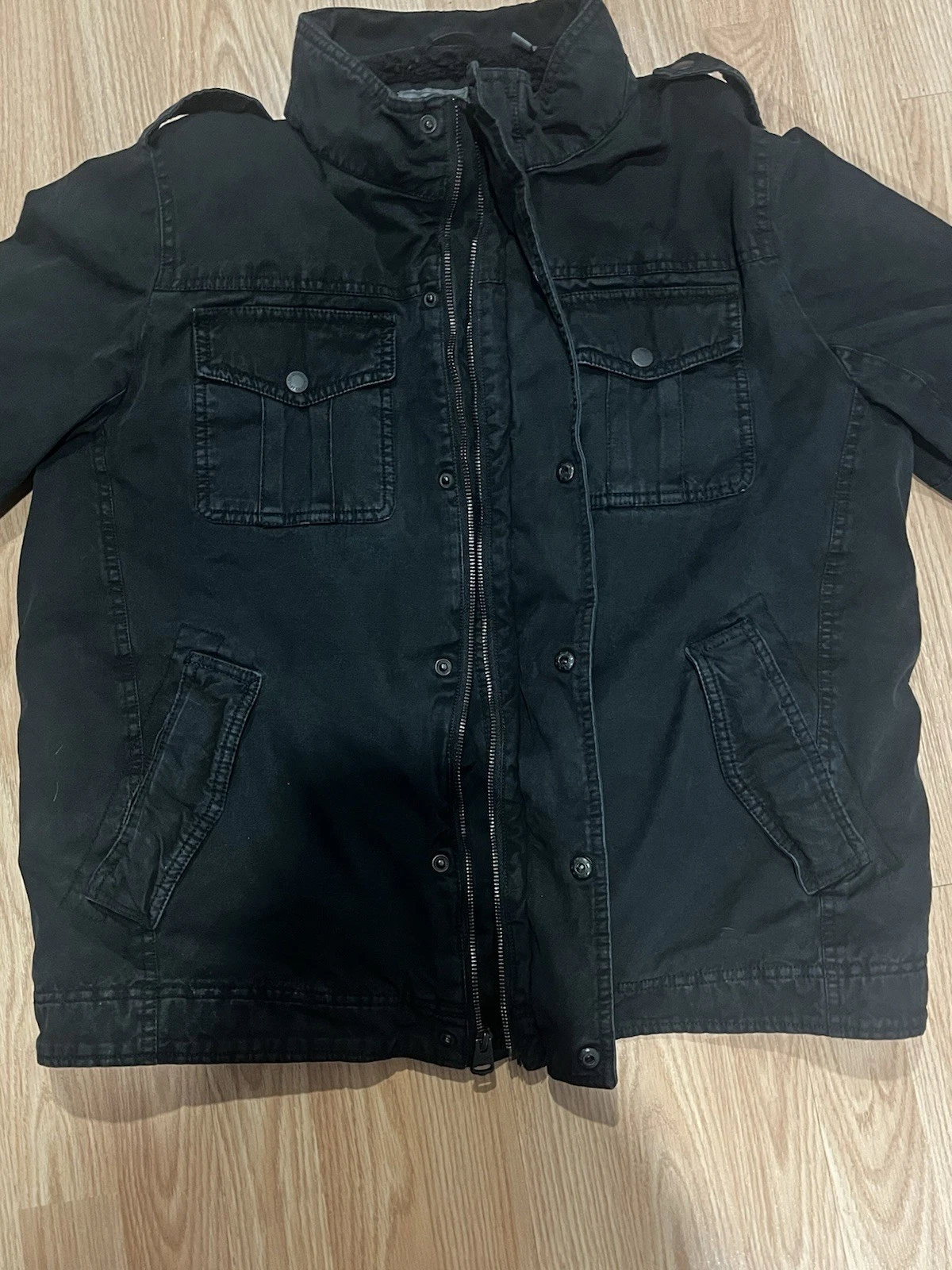 Levi Strauss & Co. Mens Hooded Full Zip Jacket Black Gray Canvas Size L - product detail image 6